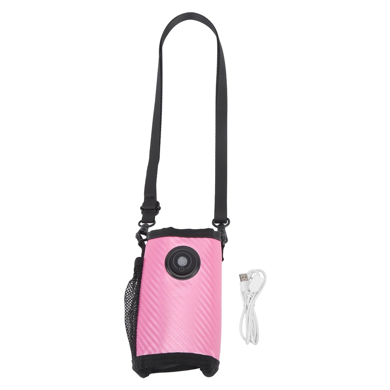 Milk Bottle Warmer Bag Digital Display Constant Temp Adjustable Temperature Baby Bottle Warmer for Home Car Rose Red