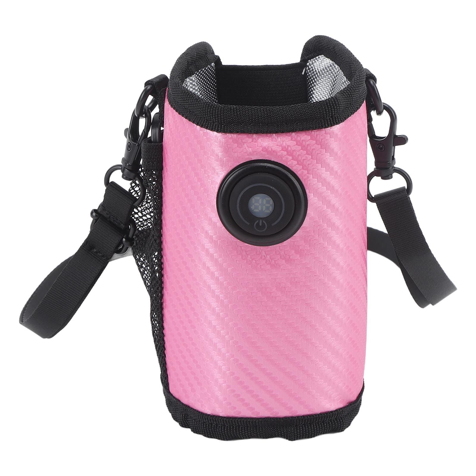Milk Bottle Warmer Bag Digital Display Constant Temp Adjustable Temperature Baby Bottle Warmer for Home Car Rose Red