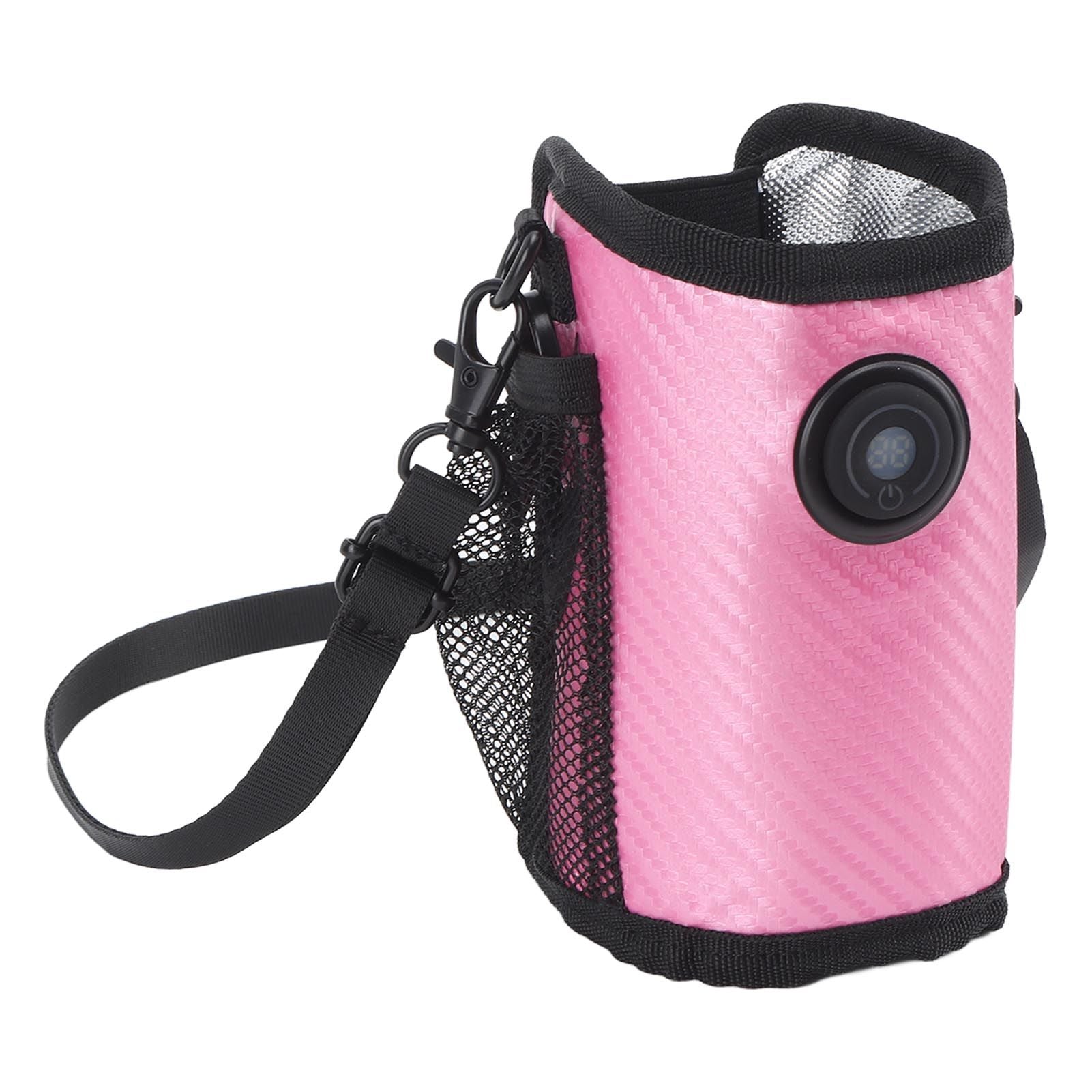 Milk Bottle Warmer Bag Digital Display Constant Temp Adjustable Temperature Baby Bottle Warmer for Home Car Rose Red