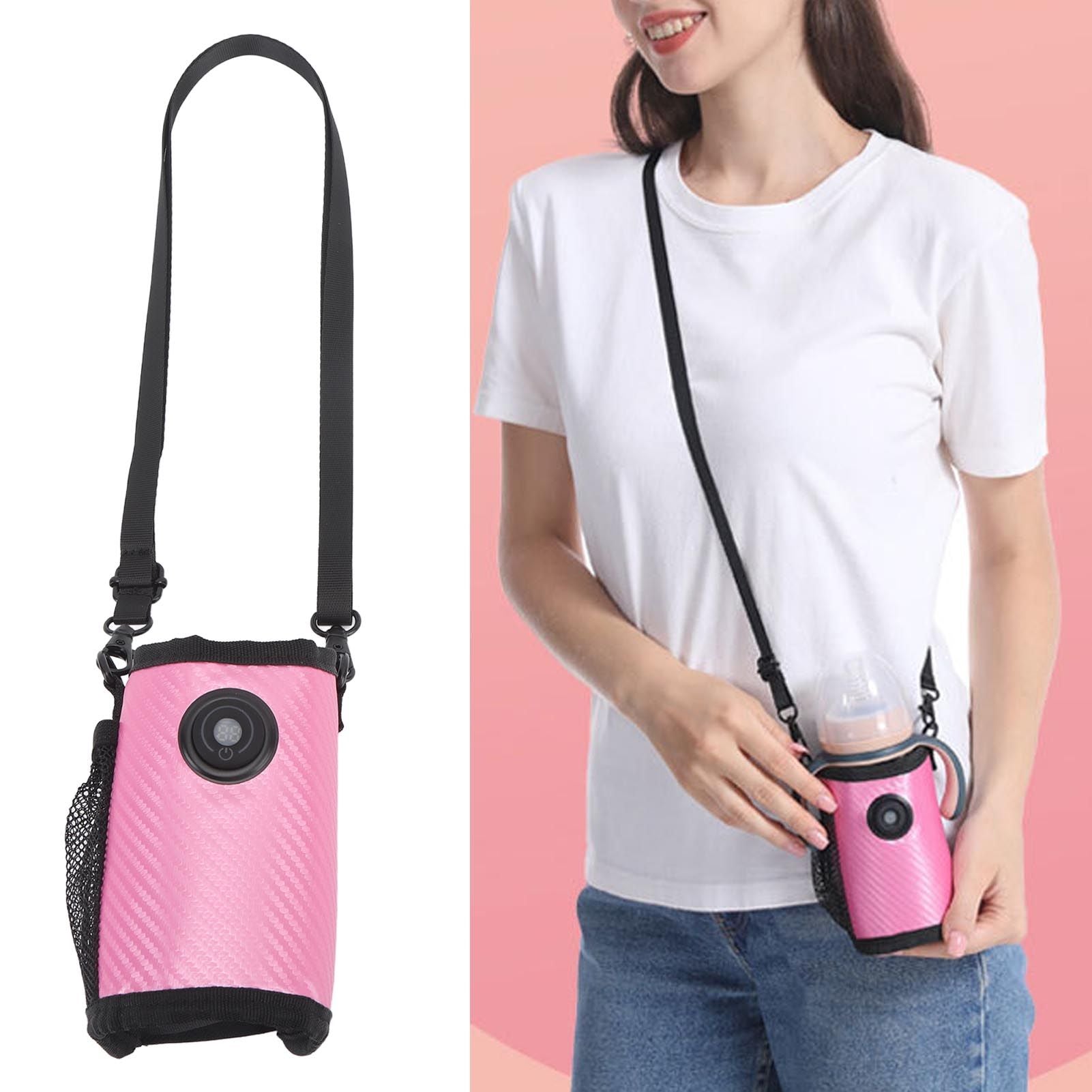 Milk Bottle Warmer Bag Digital Display Constant Temp Adjustable Temperature Baby Bottle Warmer for Home Car Rose Red