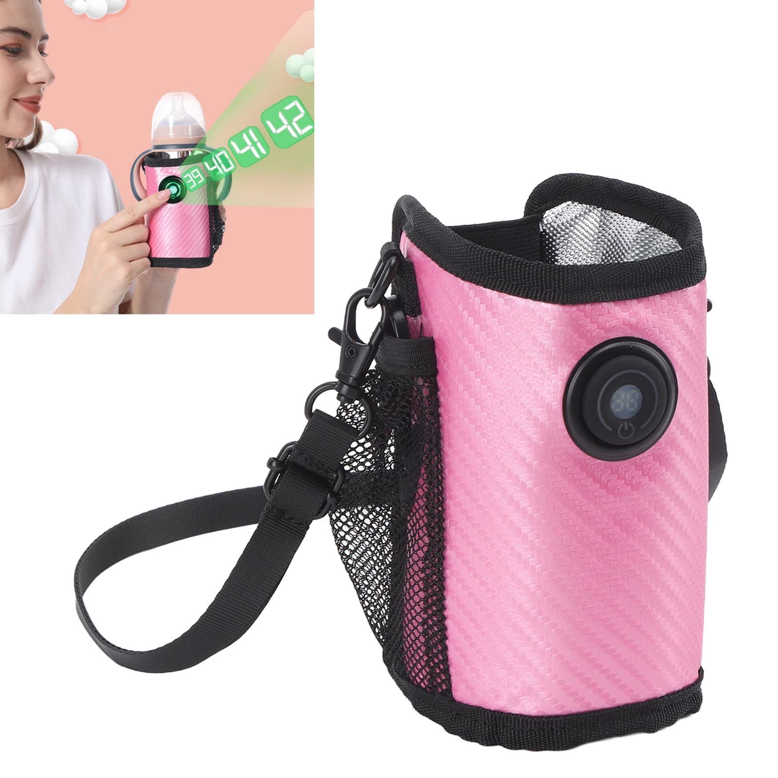 Milk Bottle Warmer Bag Digital Display Constant Temp Adjustable Temperature Baby Bottle Warmer for Home Car Rose Red