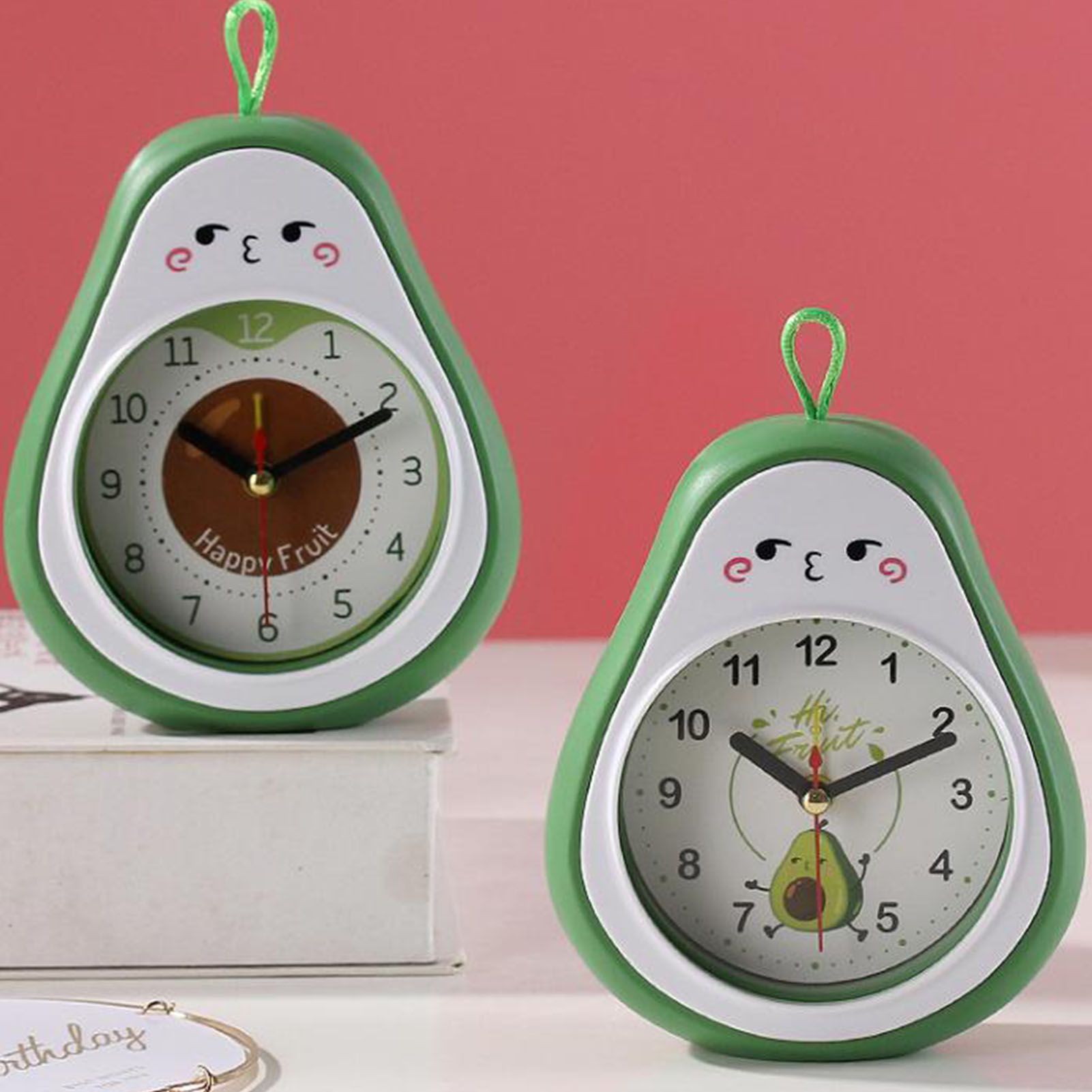 Cartoon Fruit Alarm Clock Kids Alarm Clock Decorative Ornaments Children Gift Student Gift Avocado
