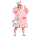 Kids Raincoat Waterproof Cute Pattern Lightweight Portable Children Hooded Rainwear for Girl Boy Pink M