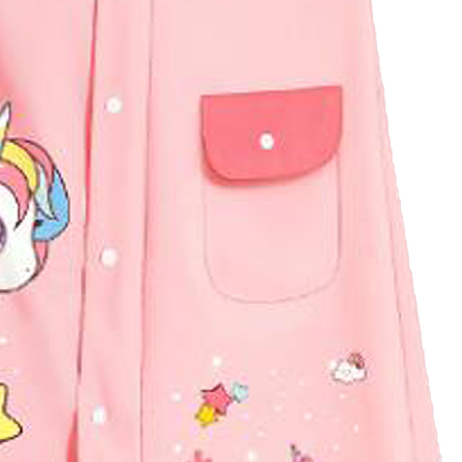 Kids Raincoat Waterproof Cute Pattern Lightweight Portable Children Hooded Rainwear for Girl Boy Pink M