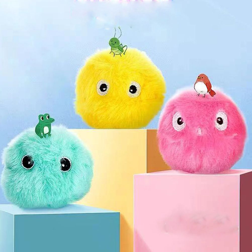 Plush Catnip Ball Cat Toy Lifelike Animal Chirping Sounds Interactive Cat Toys Soft Fluffy Plush Cat Ball Toys