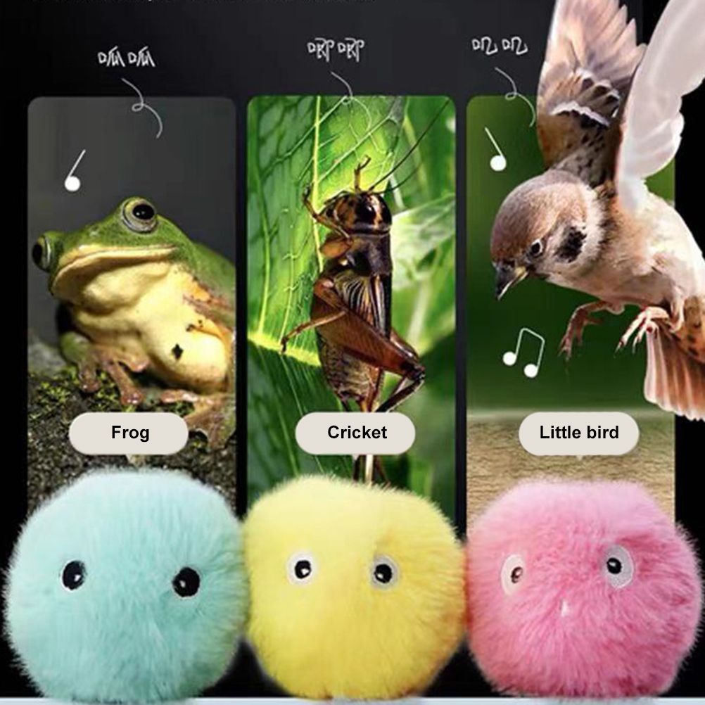 Plush Catnip Ball Cat Toy Lifelike Animal Chirping Sounds Interactive Cat Toys Soft Fluffy Plush Cat Ball Toys
