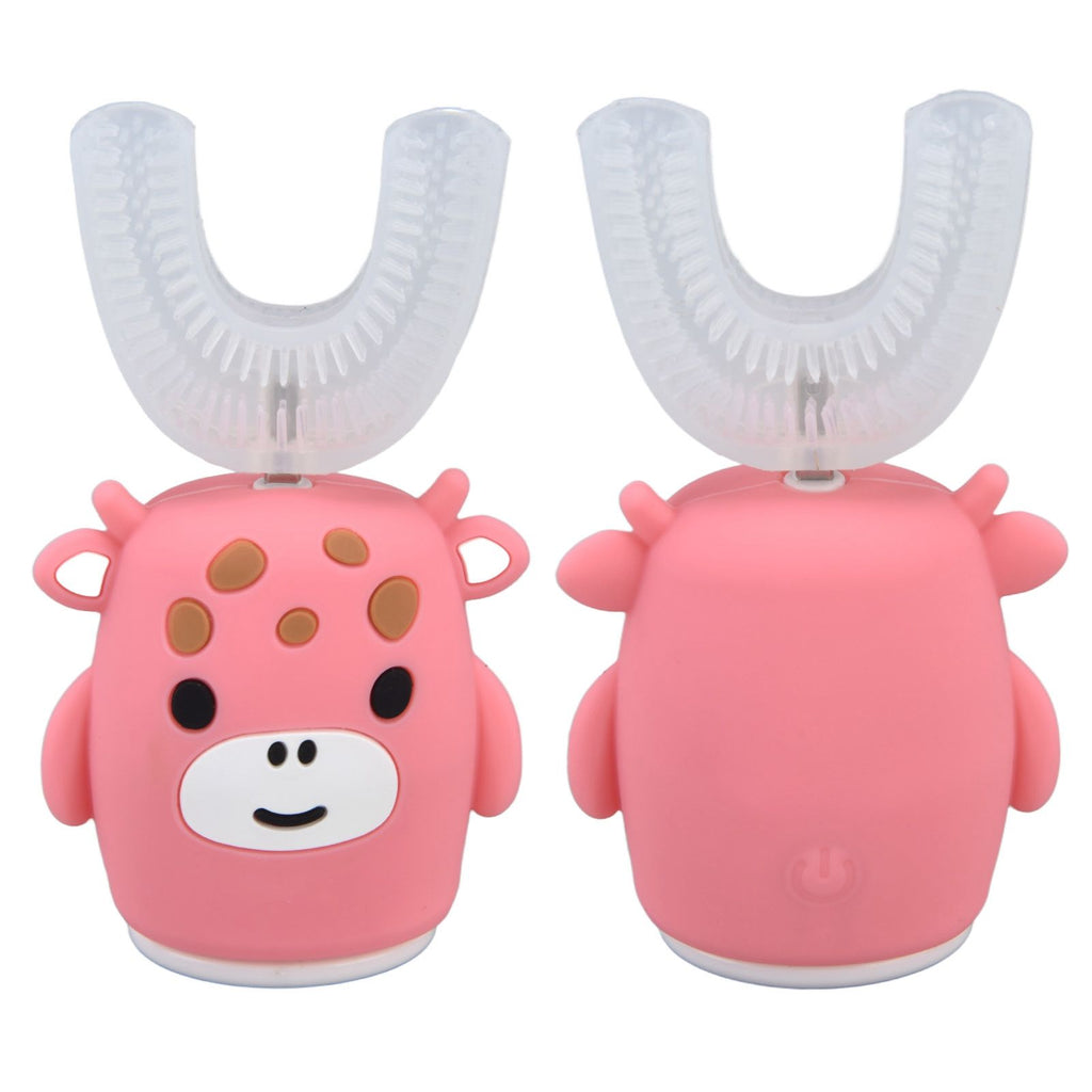 Kids U Shaped Toothbrush Pink Cartoon Electric 360° Tooth Rush Whole Mouth Teeth Cleaning MachineSmall