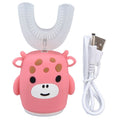 Kids U Shaped Toothbrush Pink Cartoon Electric 360° Tooth Rush Whole Mouth Teeth Cleaning MachineLarge