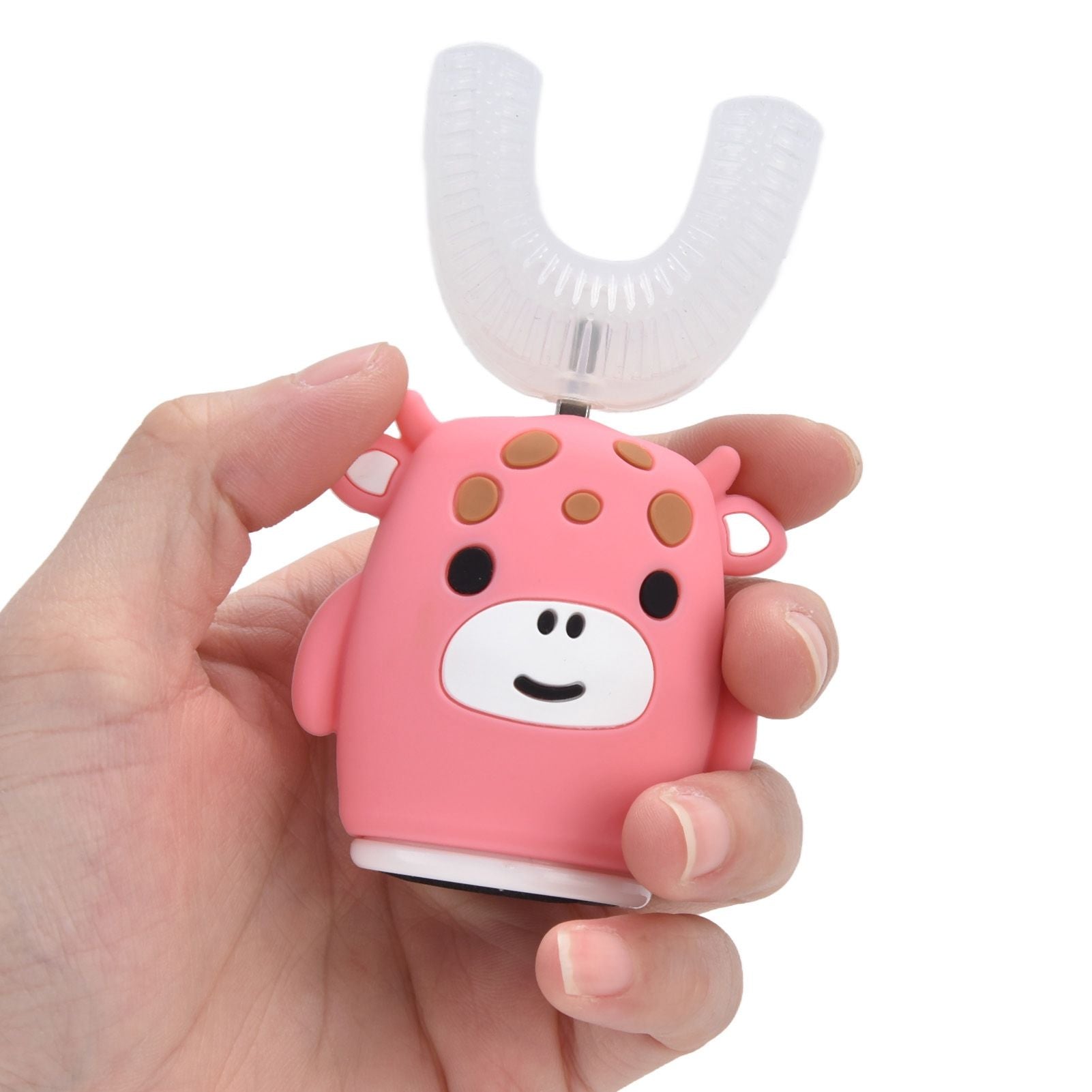 Kids U Shaped Toothbrush Pink Cartoon Electric 360° Tooth Rush Whole Mouth Teeth Cleaning MachineLarge
