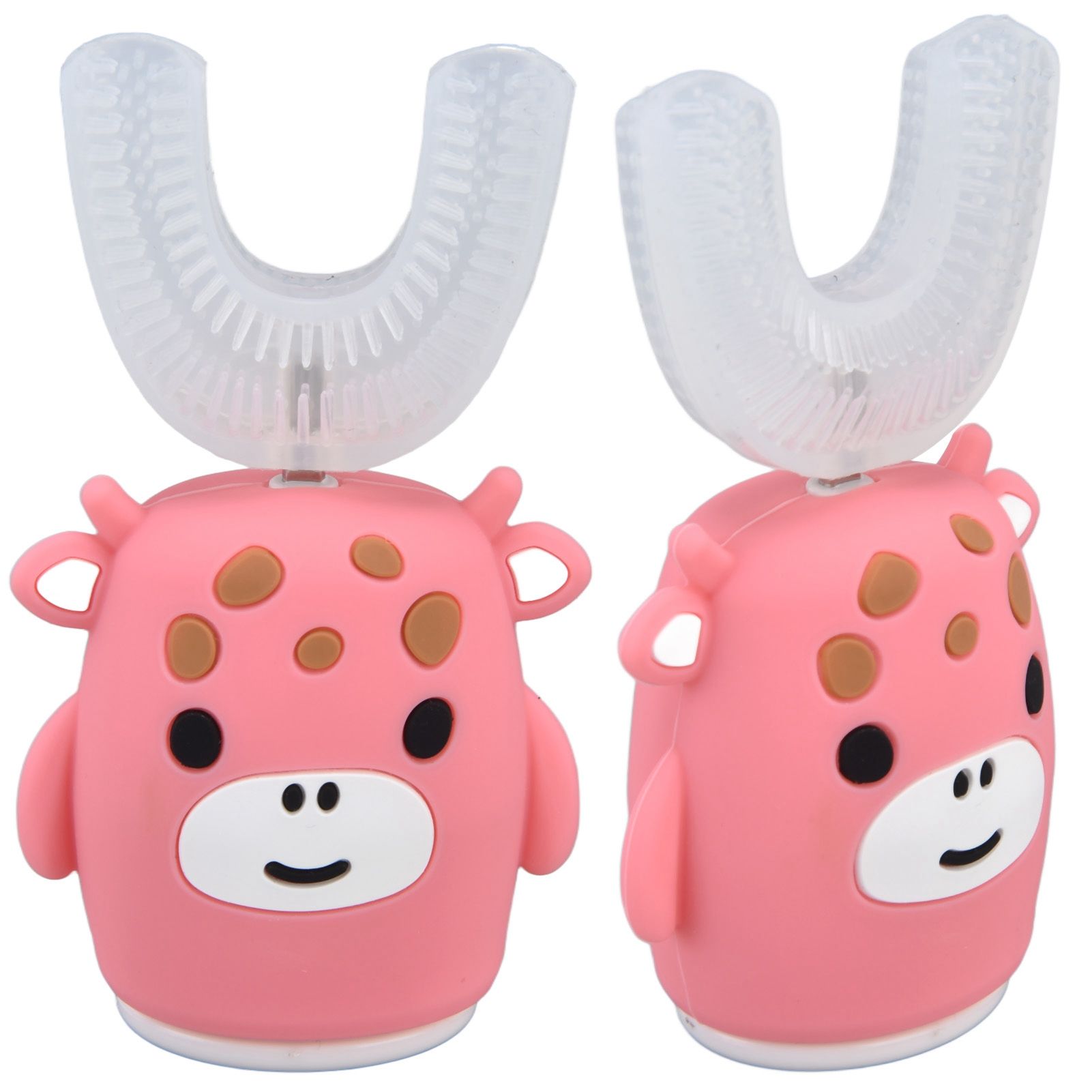 Kids U Shaped Toothbrush Pink Cartoon Electric 360° Tooth Rush Whole Mouth Teeth Cleaning MachineLarge
