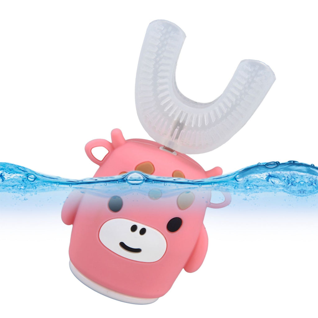 Kids U Shaped Toothbrush Pink Cartoon Electric 360° Tooth Rush Whole Mouth Teeth Cleaning MachineLarge