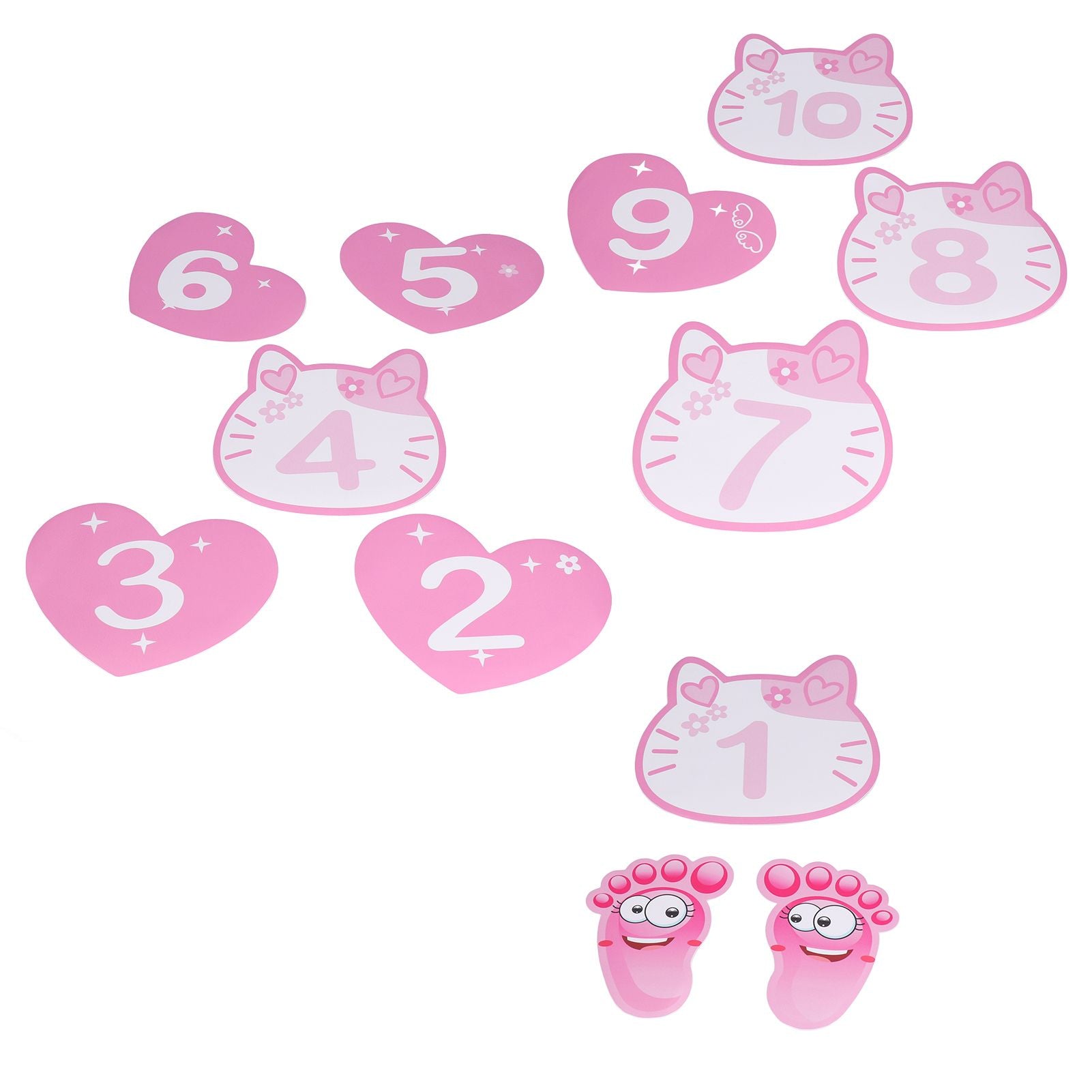 Removable 10 Number Hopscotch Stickers Children Room Floor Decoration Pink Cartoon Number Hopscotch Footprints Stickers