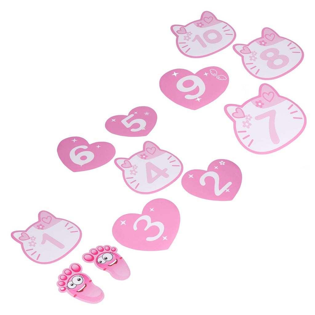 Removable 10 Number Hopscotch Stickers Children Room Floor Decoration Pink Cartoon Number Hopscotch Footprints Stickers