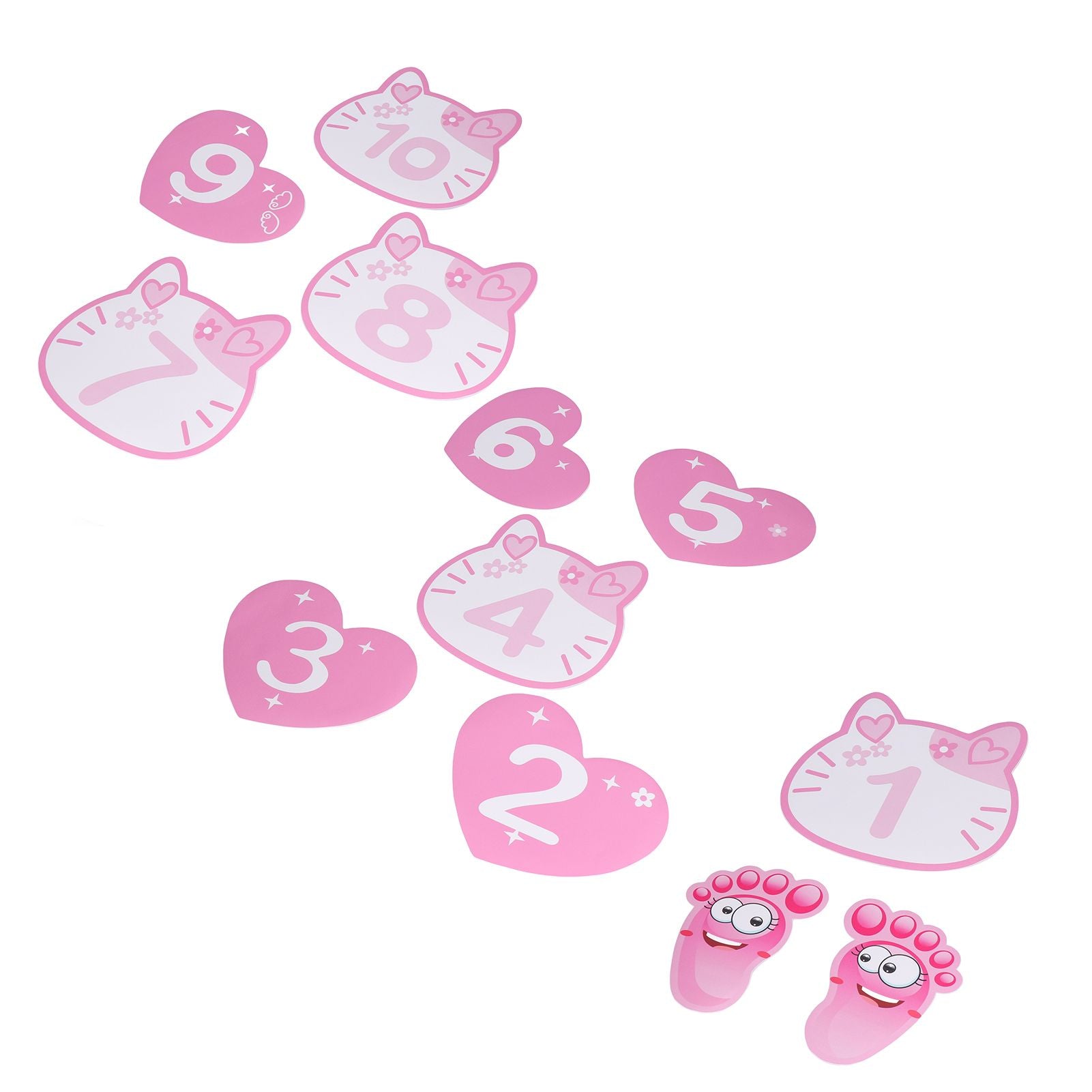 Removable 10 Number Hopscotch Stickers Children Room Floor Decoration Pink Cartoon Number Hopscotch Footprints Stickers