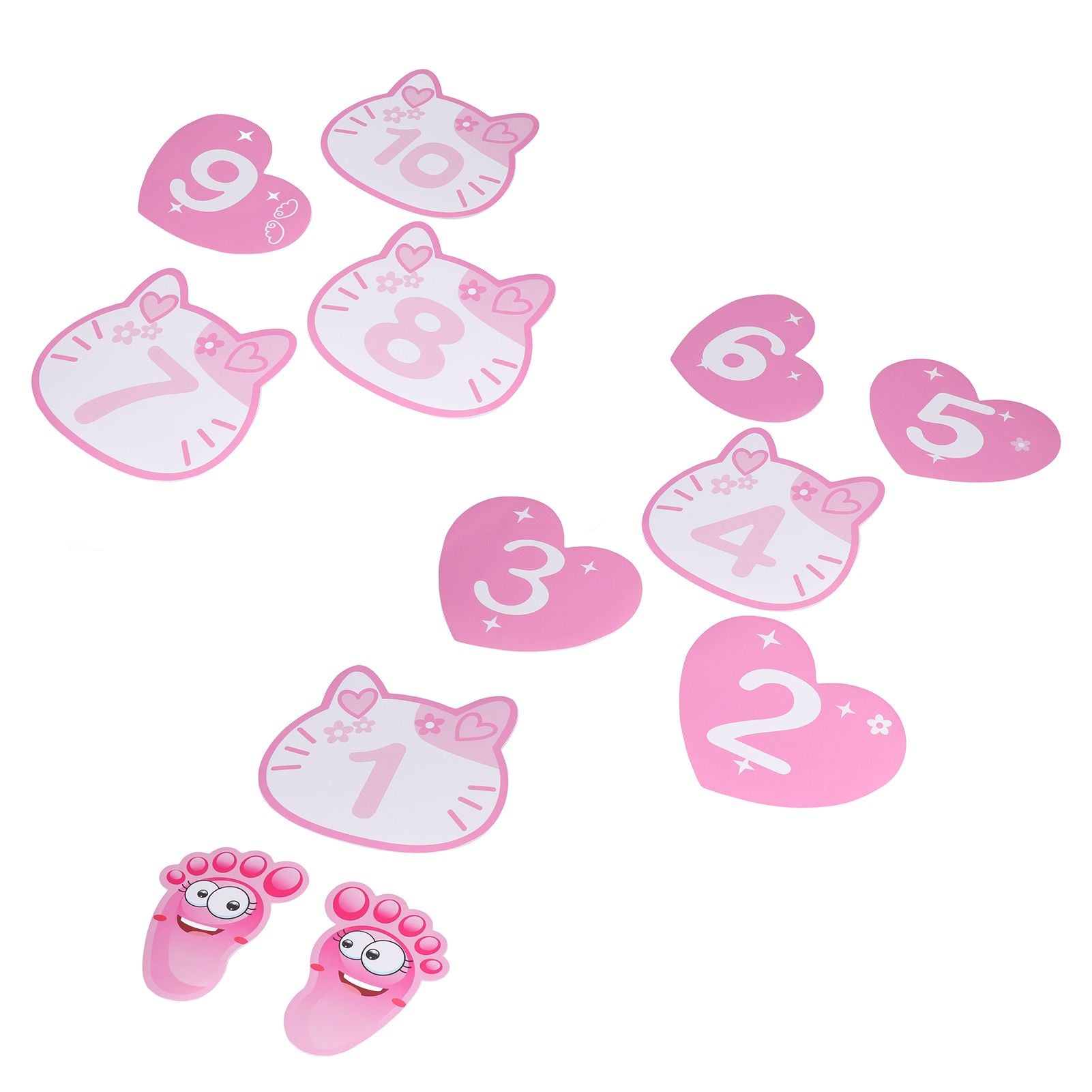 Removable 10 Number Hopscotch Stickers Children Room Floor Decoration Pink Cartoon Number Hopscotch Footprints Stickers