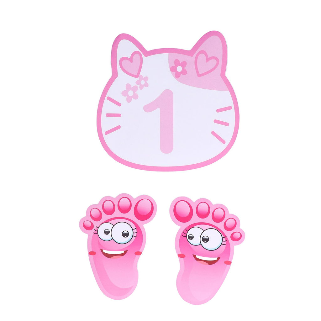 Removable 10 Number Hopscotch Stickers Children Room Floor Decoration Pink Cartoon Number Hopscotch Footprints Stickers