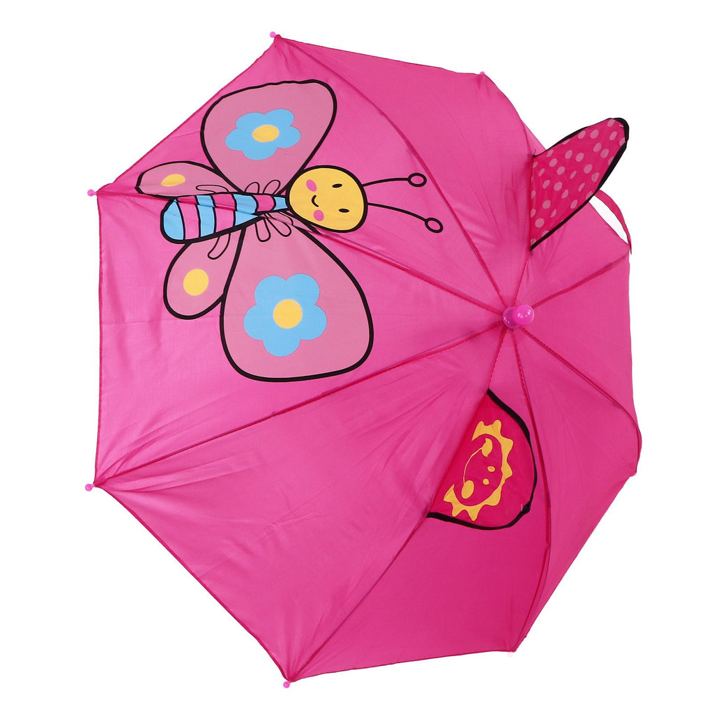 Kid Umbrella Lovely Cartoon Animal Easy Operation Light Weight Girls Umbrella for Raining Clear DayRose Red