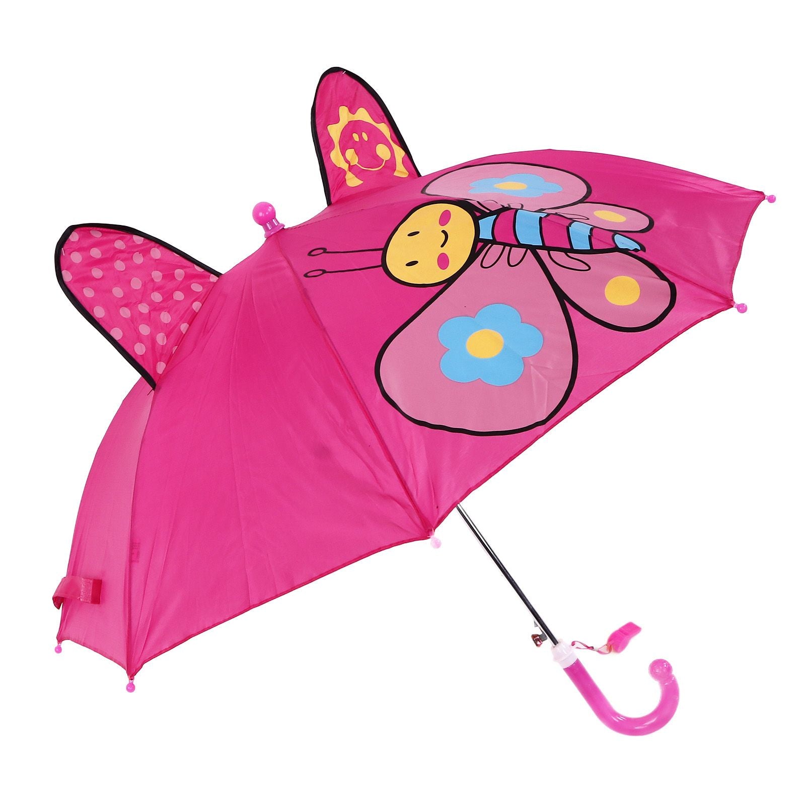 Kid Umbrella Lovely Cartoon Animal Easy Operation Light Weight Girls Umbrella for Raining Clear DayRose Red