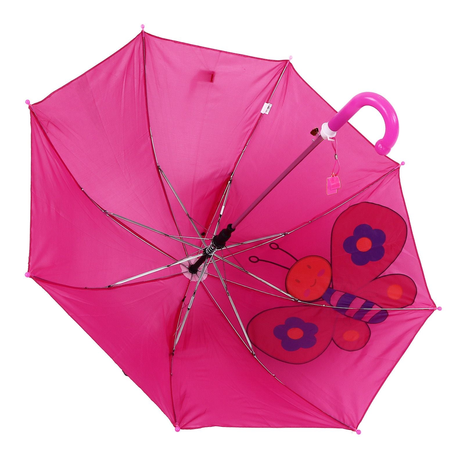 Kid Umbrella Lovely Cartoon Animal Easy Operation Light Weight Girls Umbrella for Raining Clear DayRose Red