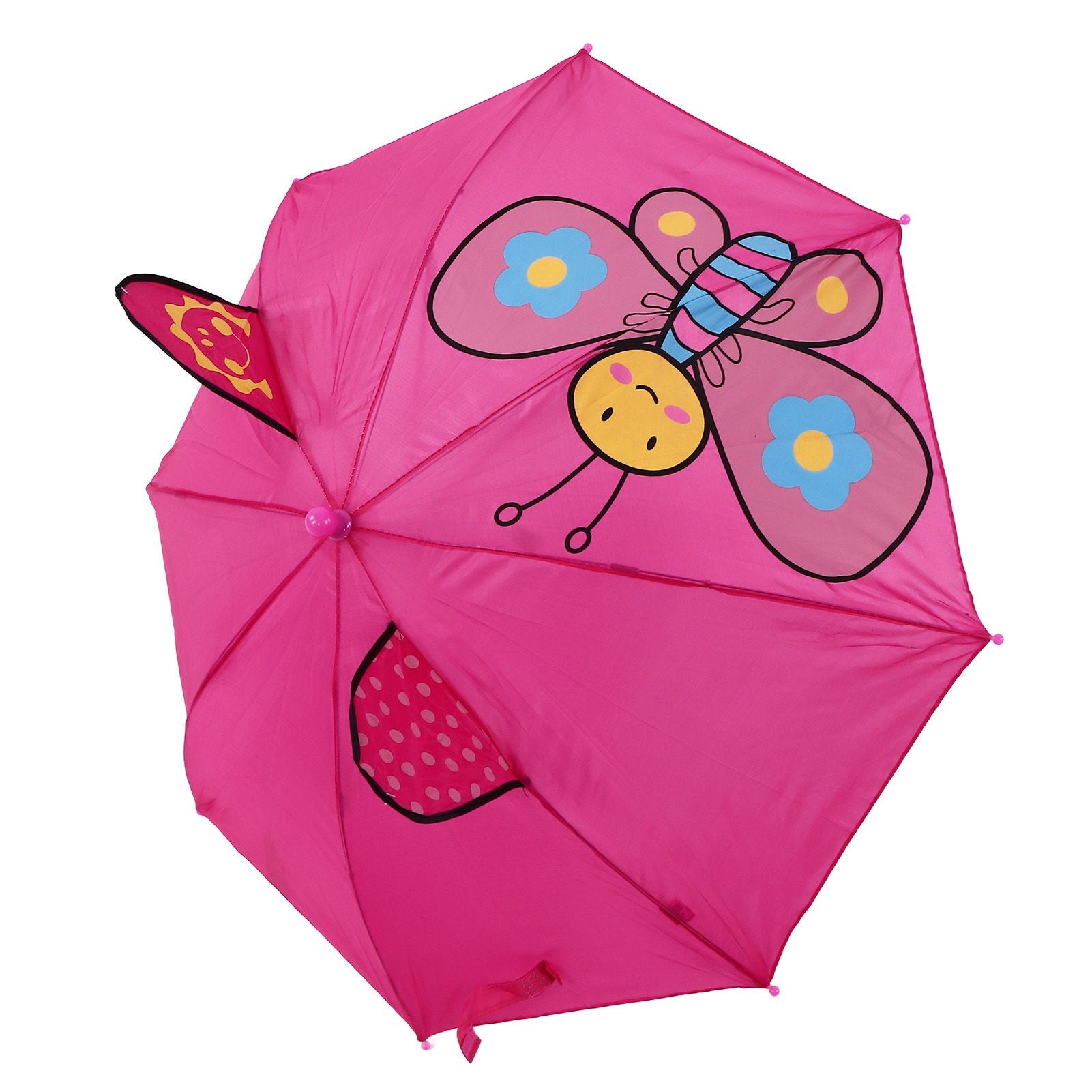 Kid Umbrella Lovely Cartoon Animal Easy Operation Light Weight Girls Umbrella for Raining Clear DayRose Red