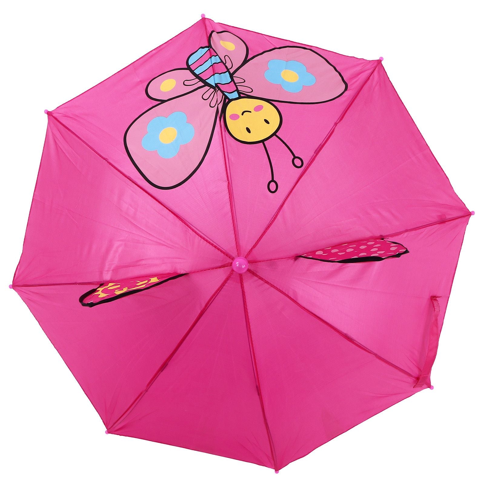 Kid Umbrella Lovely Cartoon Animal Easy Operation Light Weight Girls Umbrella for Raining Clear DayRose Red