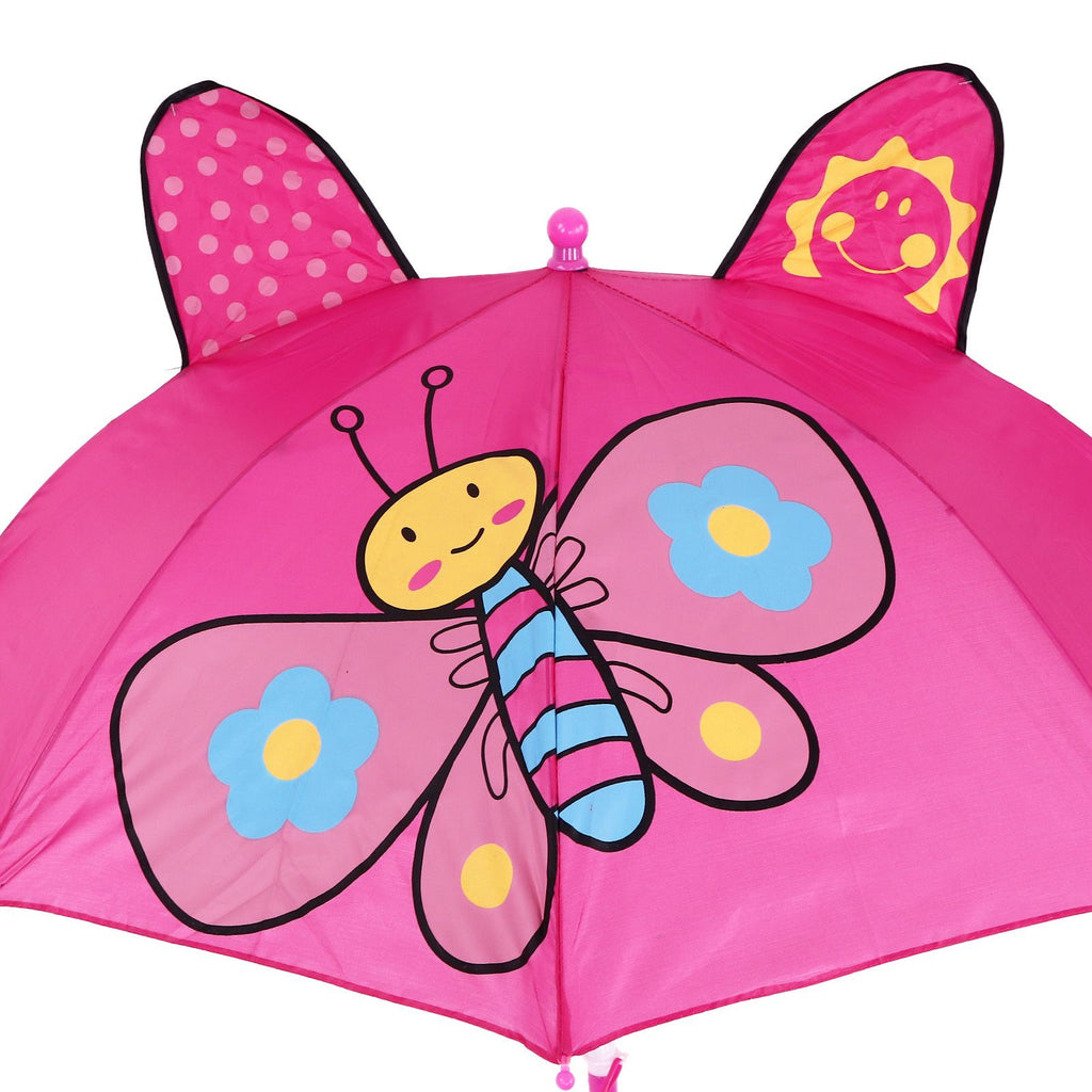 Kid Umbrella Lovely Cartoon Animal Easy Operation Light Weight Girls Umbrella for Raining Clear DayRose Red