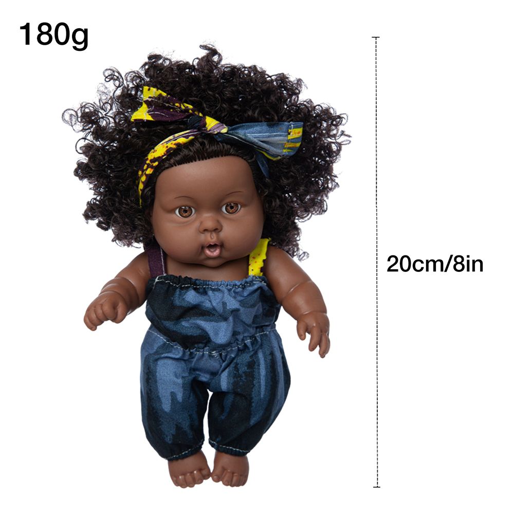 8 inch Black Dolls African Girl Dolls Lifelike Baby Play Doll for Kids Birthday Gift