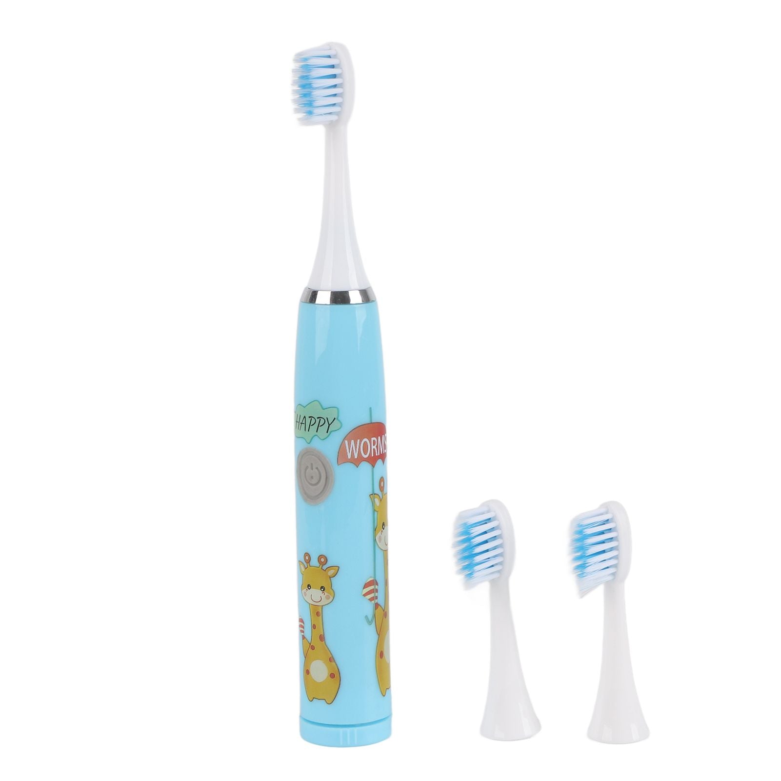 Children Electric Toothbrush Cartoon Fully Automatic Sonic Toothbrush with 3 Brush Heads for Kids Children Deer Blue