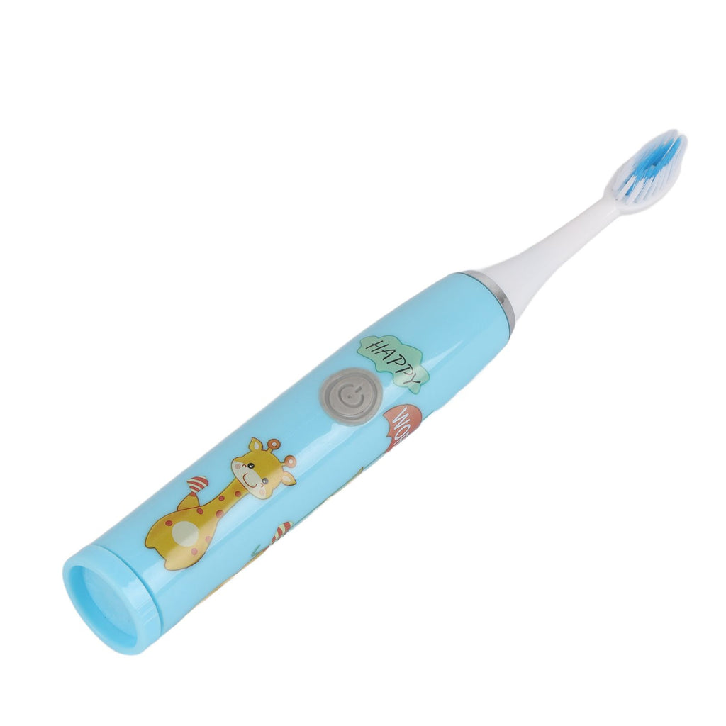Children Electric Toothbrush Cartoon Fully Automatic Sonic Toothbrush with 3 Brush Heads for Kids Children Deer Blue