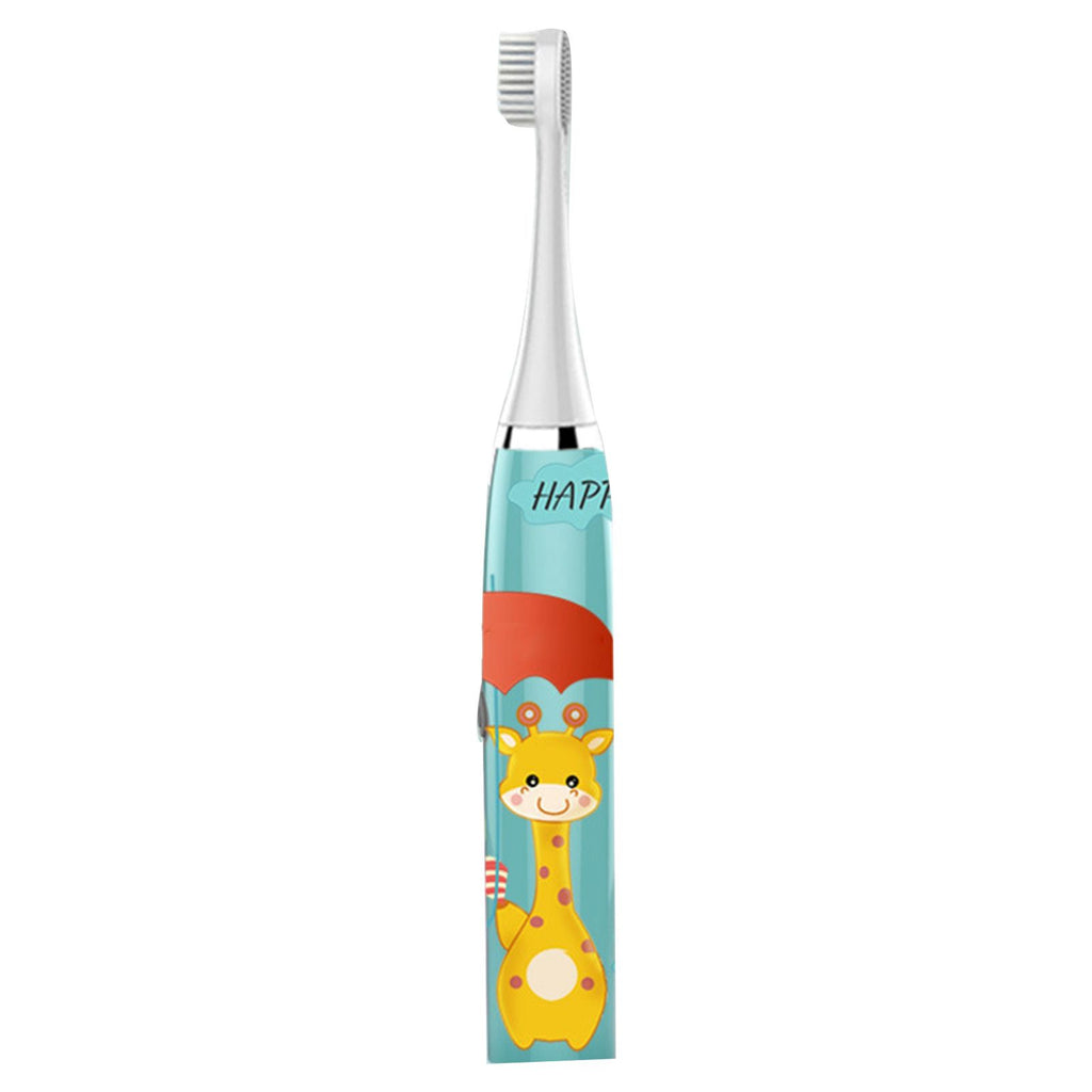 Children Electric Toothbrush Cartoon Fully Automatic Sonic Toothbrush with 3 Brush Heads for Kids Children Deer Blue