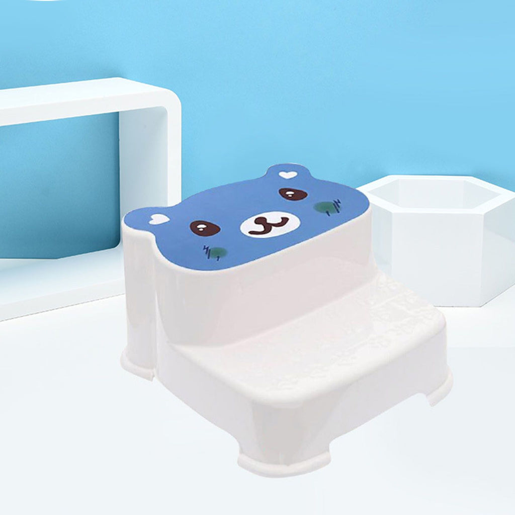 Baby 2 Step Stool High Strength Large Load Bearing Double Slip Proof Toddler Double Up Step Stool for Bathroom Kitchen Ocean Blue
