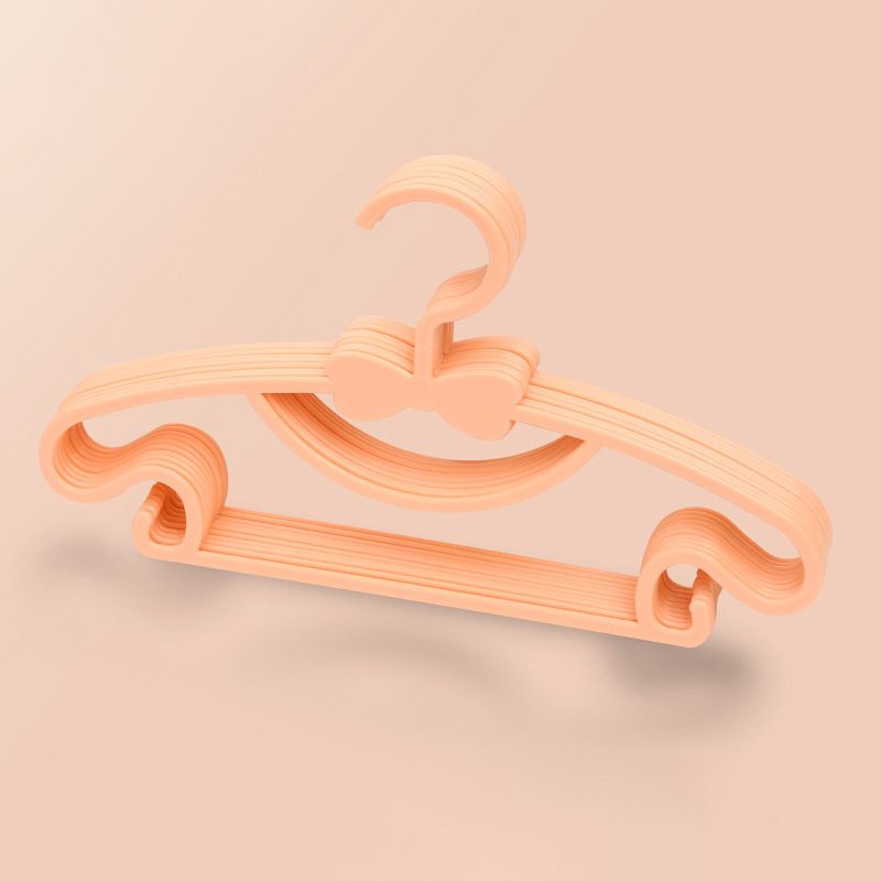 10PCS Kids Storage Hangers Plastic Thicken Bow Knot Coat Drying Hanger for Toddler Baby Orange