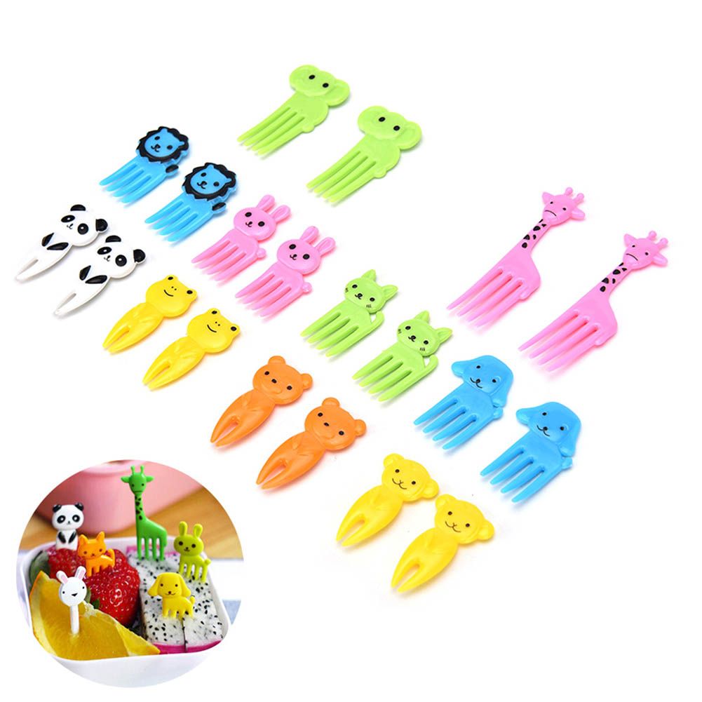 20Pcs Mini Cute Cartoon Animal Food Fruit Picks Forks Lunch Box Decor for Kids