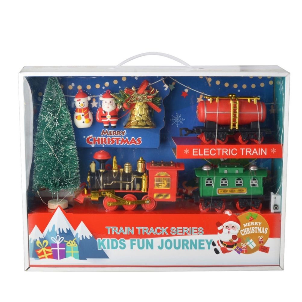 Christmas Train Set Electric Train with Lights and Music Railway Tracks Set Battery Operated Tracks Playset Christmas Gift for Kids