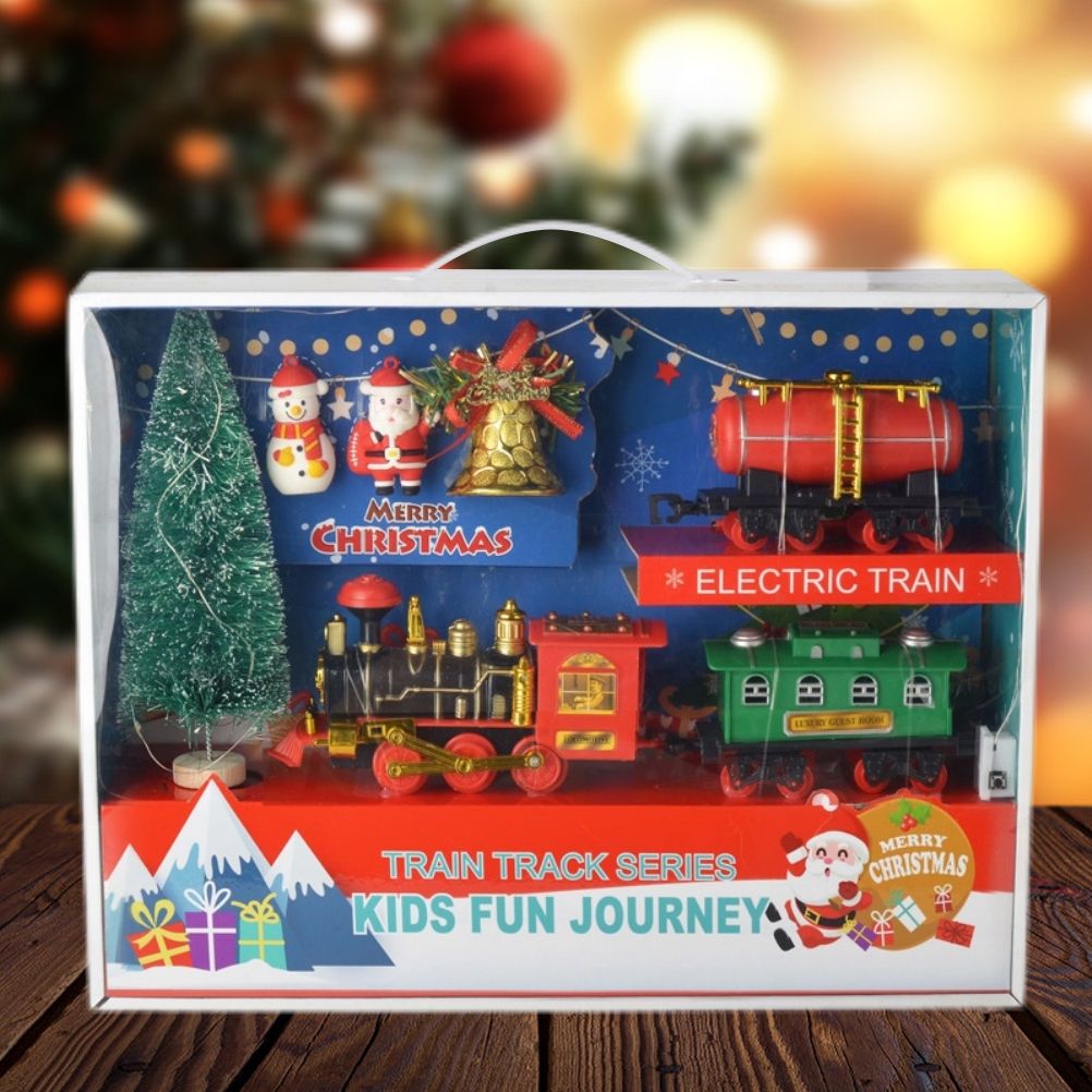 Christmas Train Set Electric Train with Lights and Music Railway Tracks Set Battery Operated Tracks Playset Christmas Gift for Kids