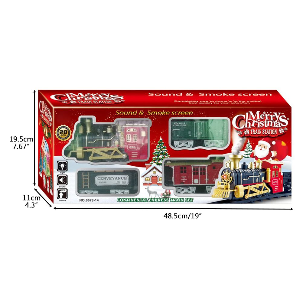 Christmas Train Set Electric Steam Locomotive Train with Lights Music Battery Operated Tracks Playset Christmas Gift for Kids Boys Girls