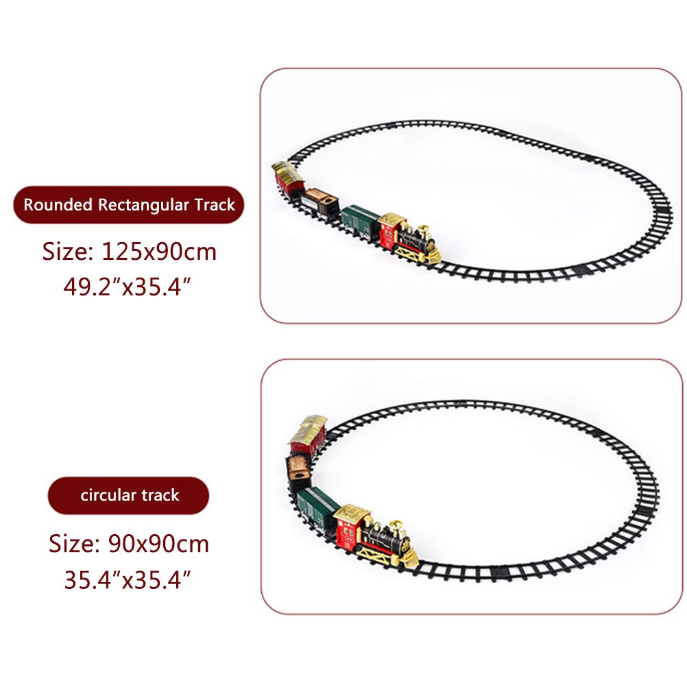 Christmas Train Set Electric Steam Locomotive Train with Lights Music Battery Operated Tracks Playset Christmas Gift for Kids Boys Girls