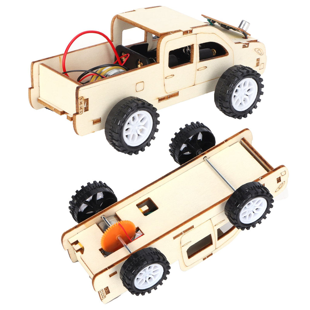 2 Set Wood Voice Controlled Vehicle DIY Toy Car Kit Scientific Experimental Tool for Children