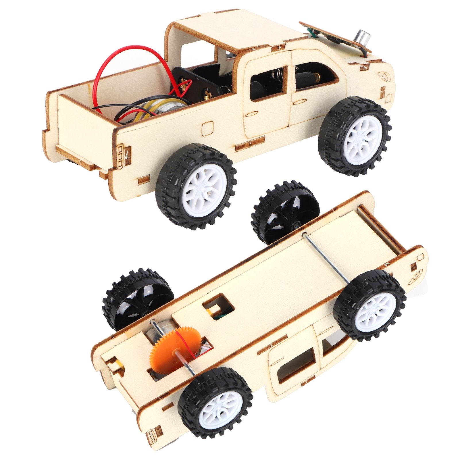 2 Set Wood Voice Controlled Vehicle DIY Toy Car Kit Scientific Experimental Tool for Children
