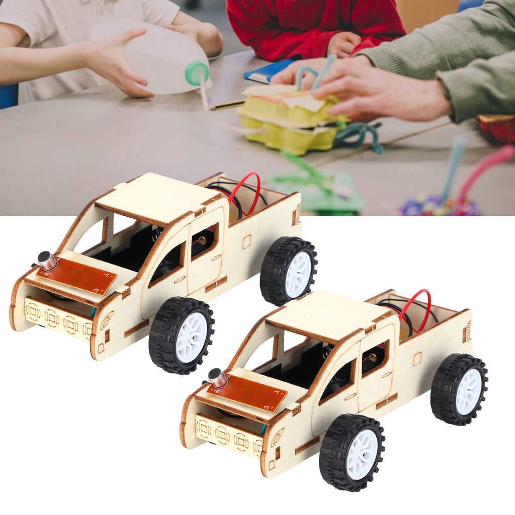 2 Set Wood Voice Controlled Vehicle DIY Toy Car Kit Scientific Experimental Tool for Children