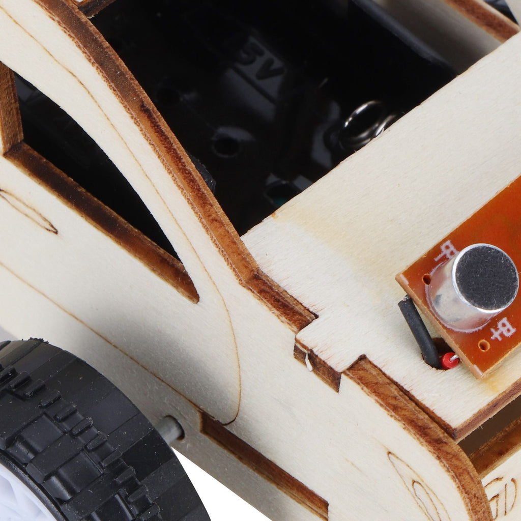 2 Set Wood Voice Controlled Vehicle DIY Toy Car Kit Scientific Experimental Tool for Children