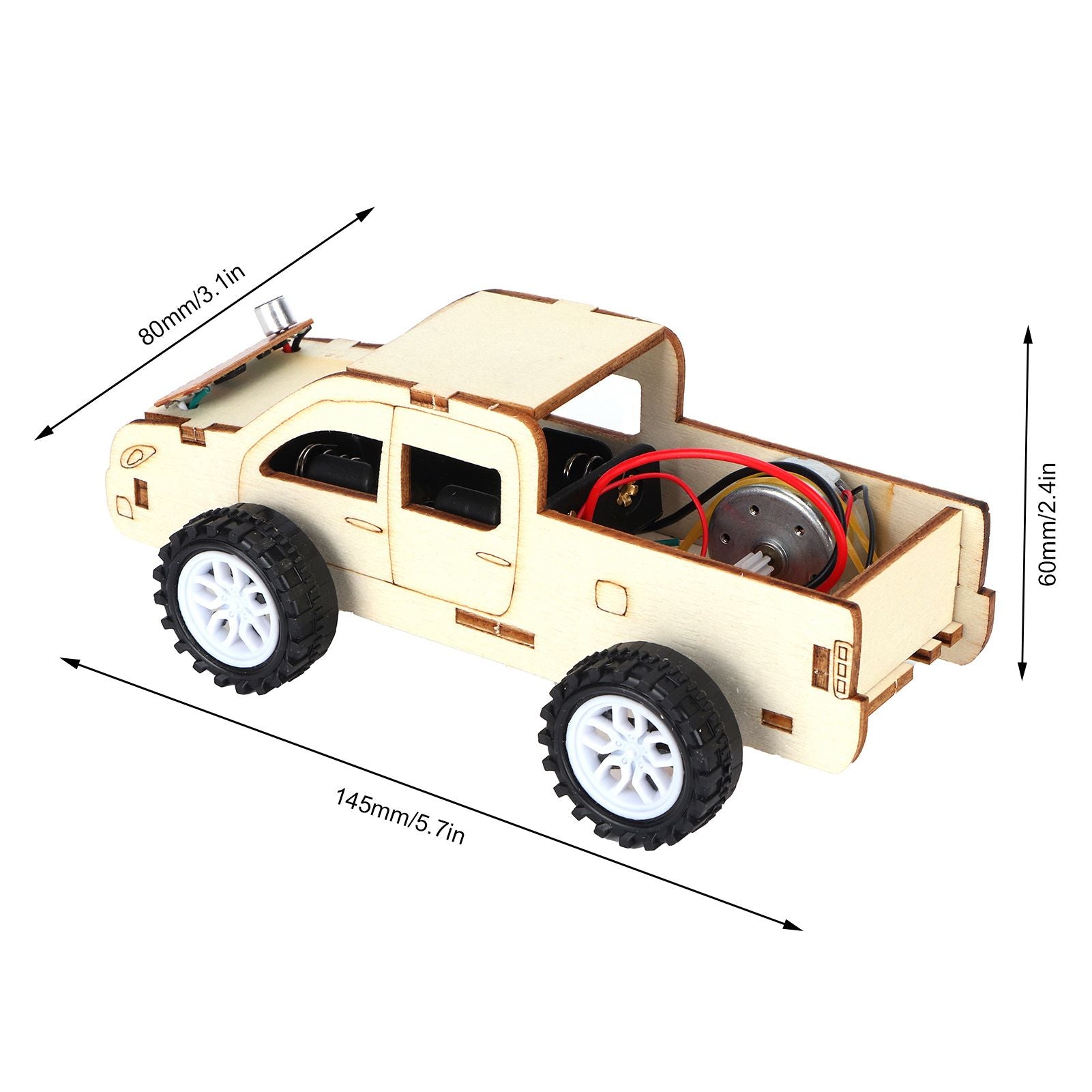 2 Set Wood Voice Controlled Vehicle DIY Toy Car Kit Scientific Experimental Tool for Children