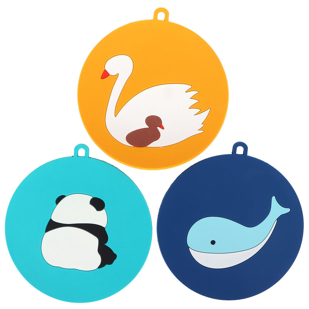 5PCS Silicone Placemat Cute Cartoon Animals Coaster Heat Resistant Table Mats for Home Kitchen