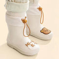 Children Rain Boot Anti Slip Waterproof Rain Boots Beam Port Cartoon Student Water Shoes for Boys Girls With Drawstring Rice White Bear 16