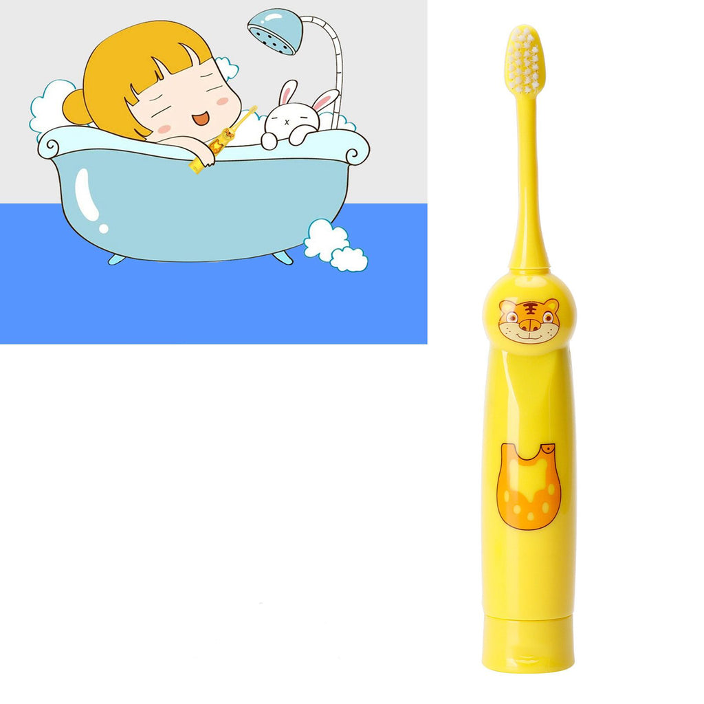 Children Electric Toothbrush Cartoon Pattern Waterproof Teeth Cleaning Brush Gift for KidsYellow