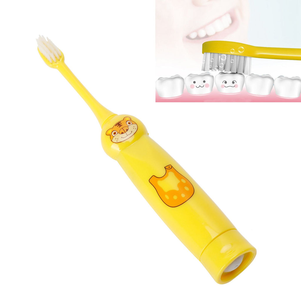 Children Electric Toothbrush Cartoon Pattern Waterproof Teeth Cleaning Brush Gift for KidsYellow