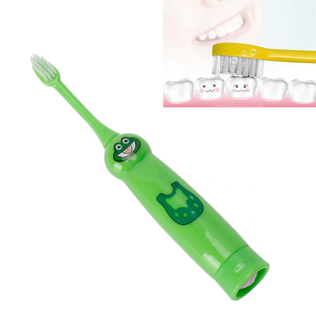 Children Electric Toothbrush Cartoon Pattern Waterproof Teeth Cleaning Brush Gift for KidsGreen