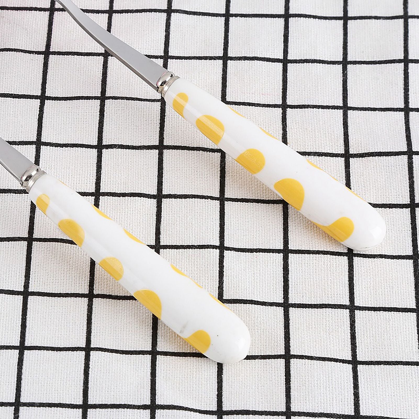 2 PCS Stainless Steel Knife Fork Spoon Kitchen Flatware Tableware with Box Children Set Yellow