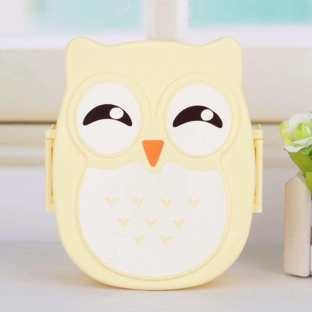 Plastic Portable Cartoon Owl Lunch Box Food Safe Microwave Storage Container