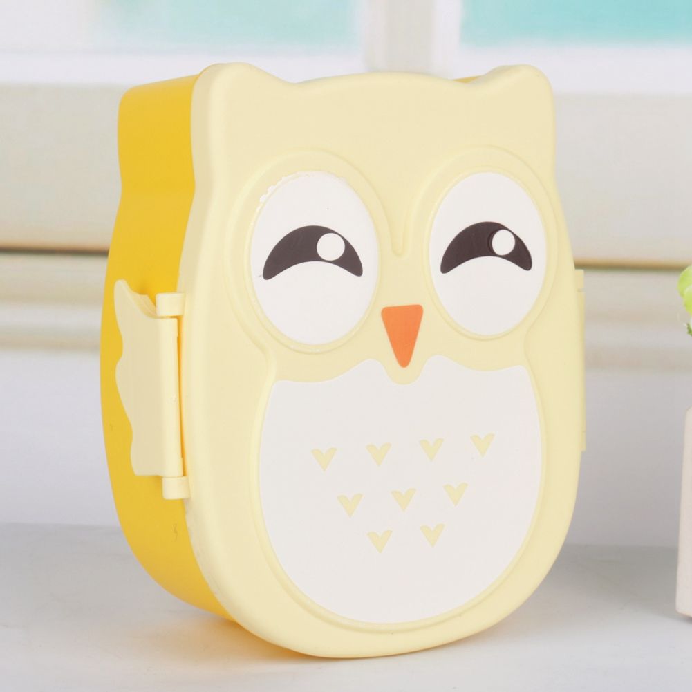 Plastic Portable Cartoon Owl Lunch Box Food Safe Microwave Storage Container